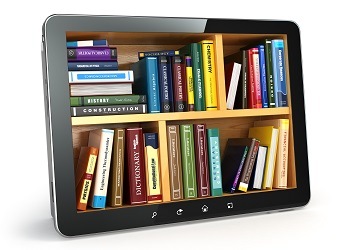 E-learning.  Tablet pc and textbooks. Education online. 3d